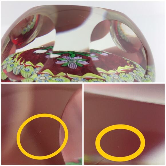 Perthshire 1986B Bouquet Lampwork Flower Millefiori Twist Facet Red Paperweight - Picture 11 of 14